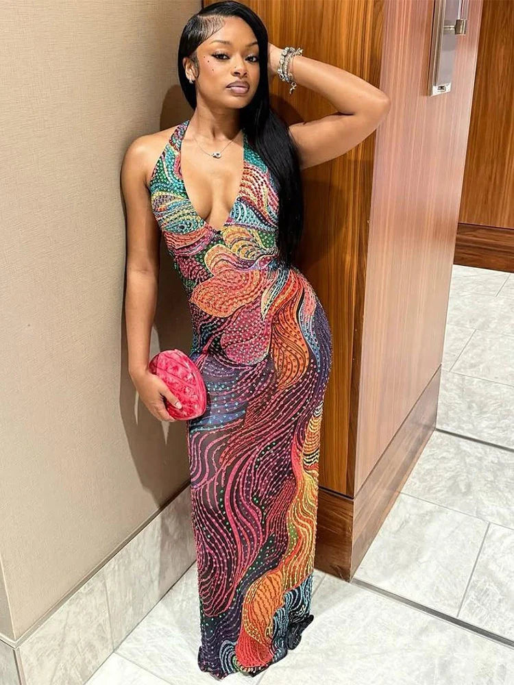 Colorful V-Neck Dress CR