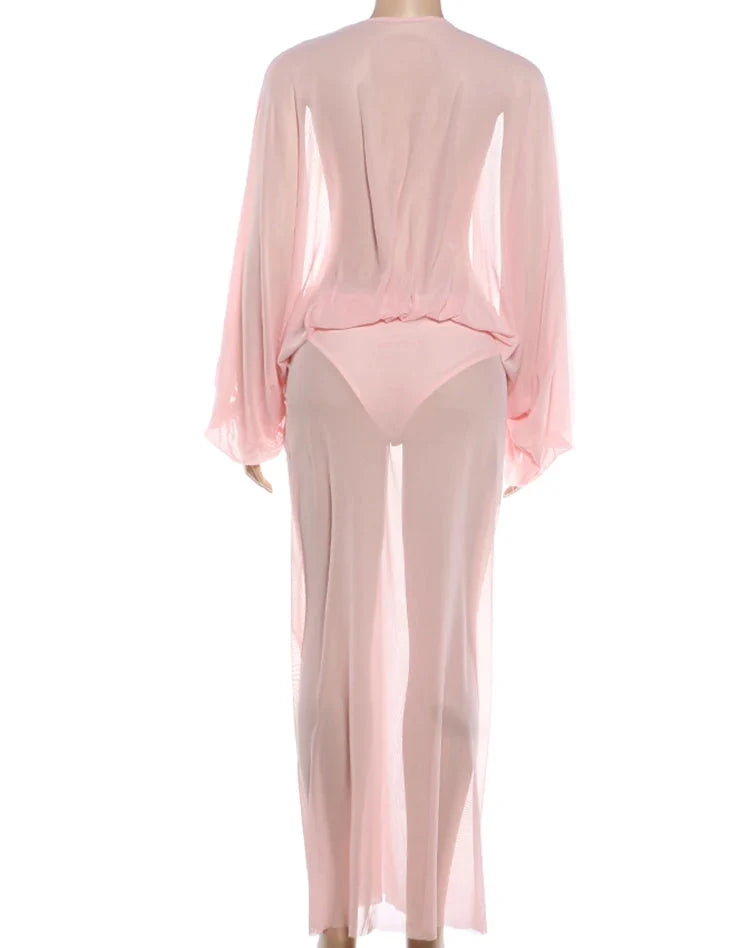 Pink Ruched Maxi Dress