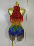 Rainbow Mesh Fringe Bodysuit