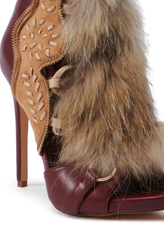 Vintage Furry Heeled Boots