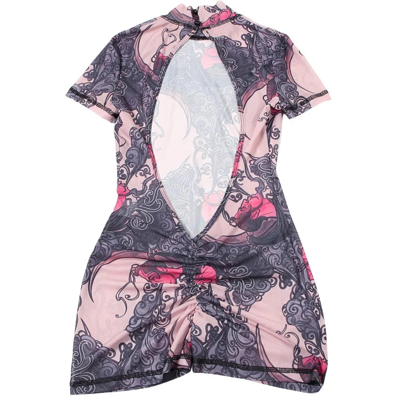 Lorine Mesh Backless Romper