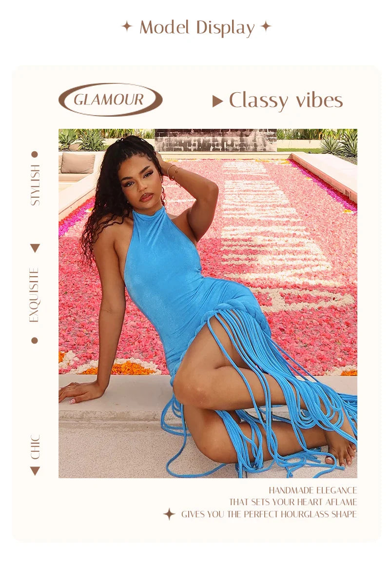 Melissa Velvet Tassel Maxi Dress