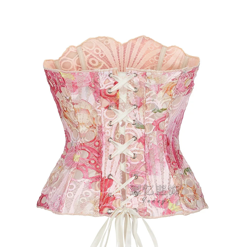 Pink Corset Satin Skirt Set