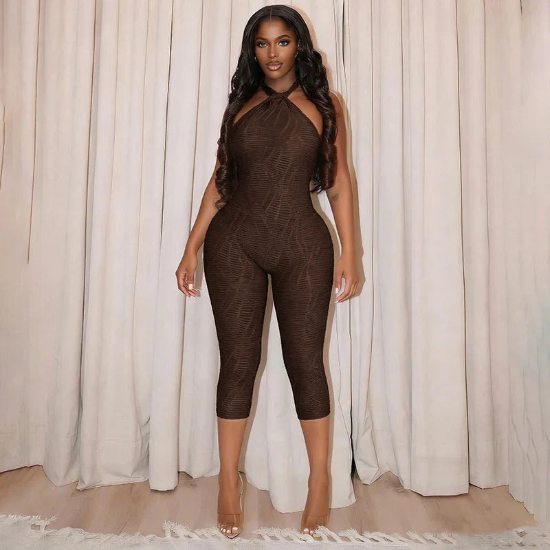 Textured Swirl Halter Romper
