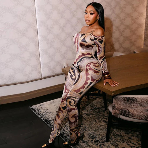 Baroque Off-Shoulder Jumpsuit