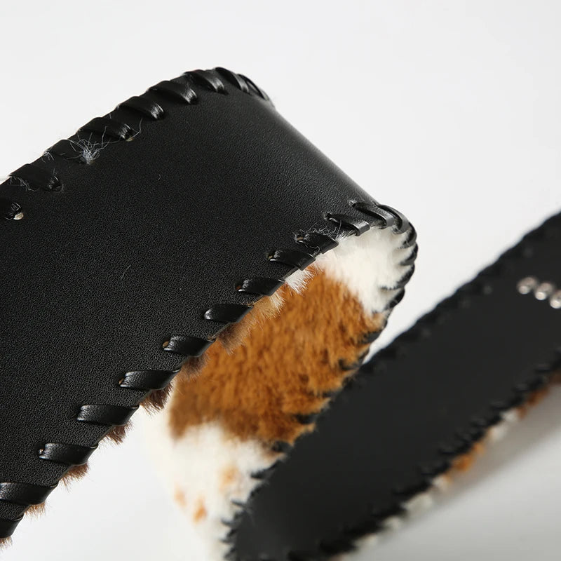Cow Leather Fur Belt