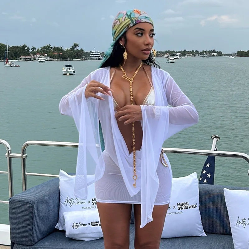 Lyla Mesh Mini Dress White