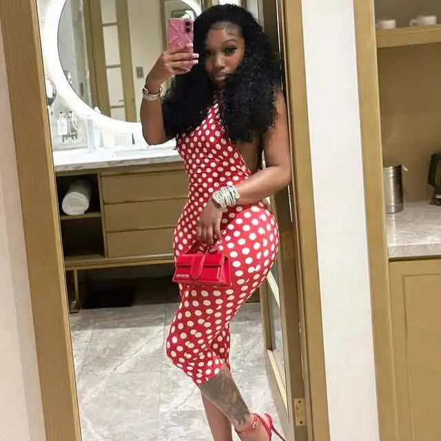 Polka Dot Mock Neck Jumpsuit