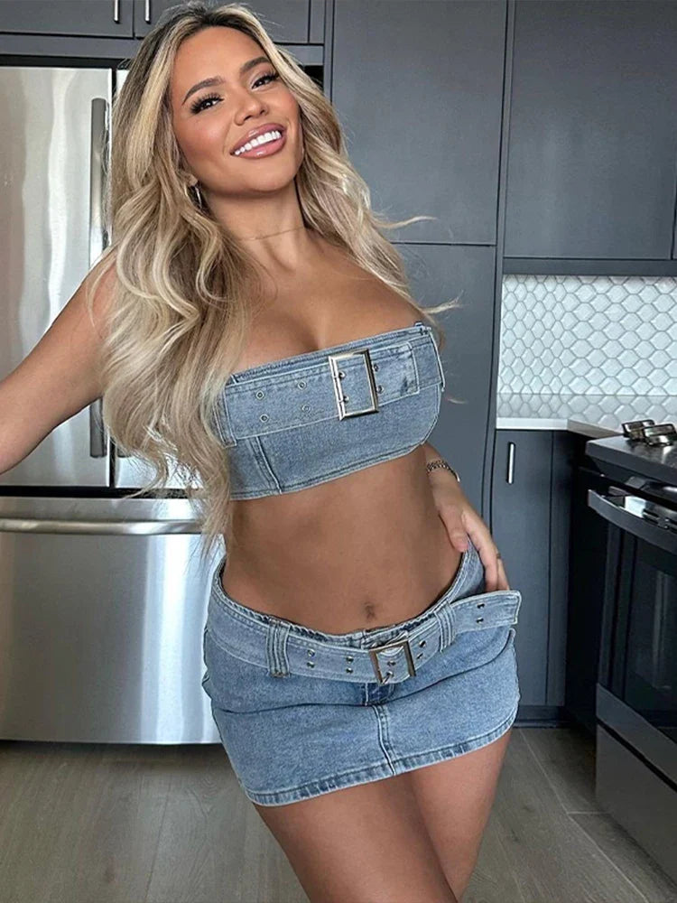 Lisa Denim Skirt Set