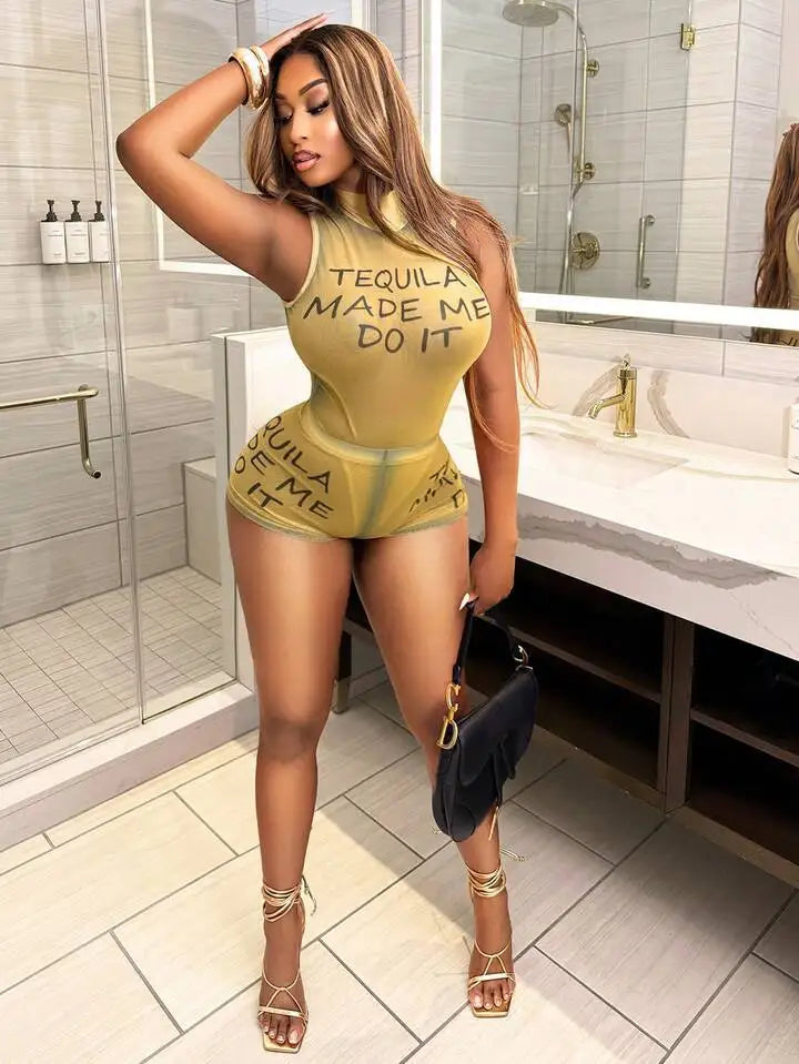 Tequi Mesh Bodysuit Short Set