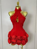 Tatiana Flower Bandage Dress Red