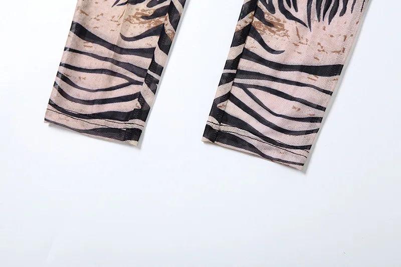 Zebra Print Mesh Jumpsuit