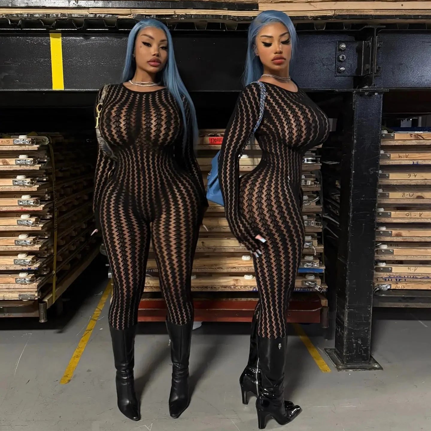 Hollow Stripe Jumpsuit