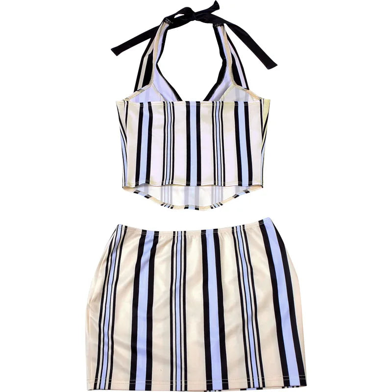 Michella Stripe Mini Skirt Set