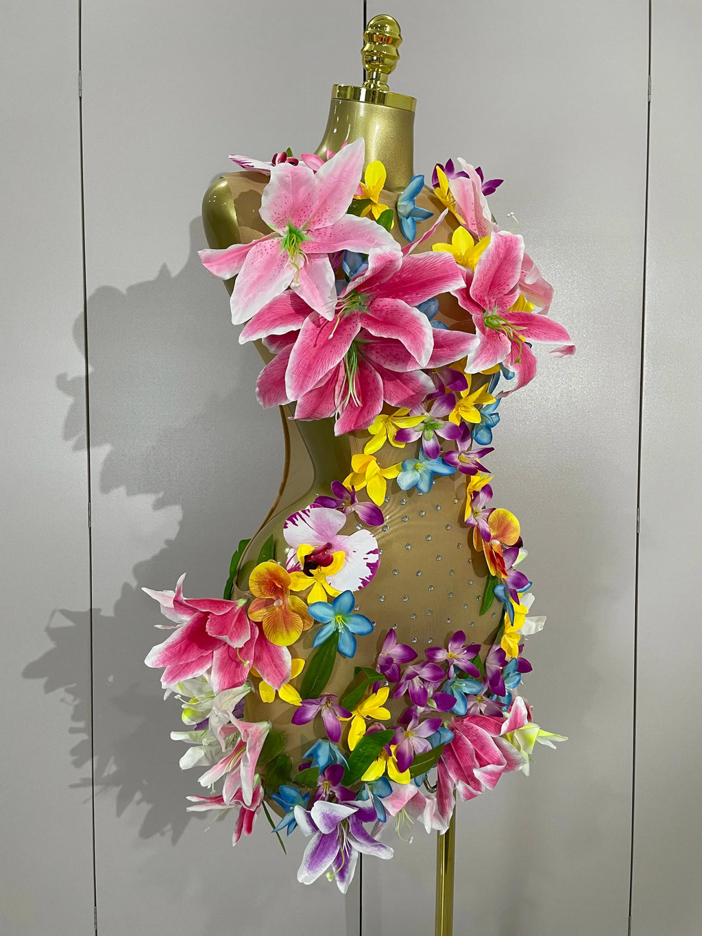 Flowers Mesh Mini Dress