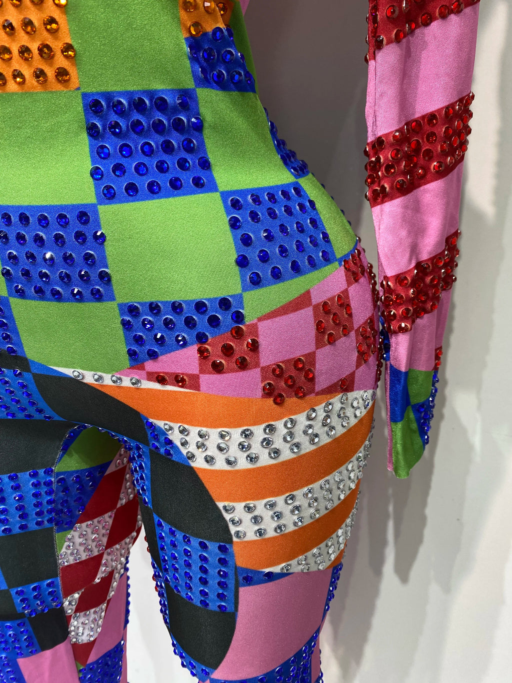 Colorful Print Rhinestone Jumpsuit