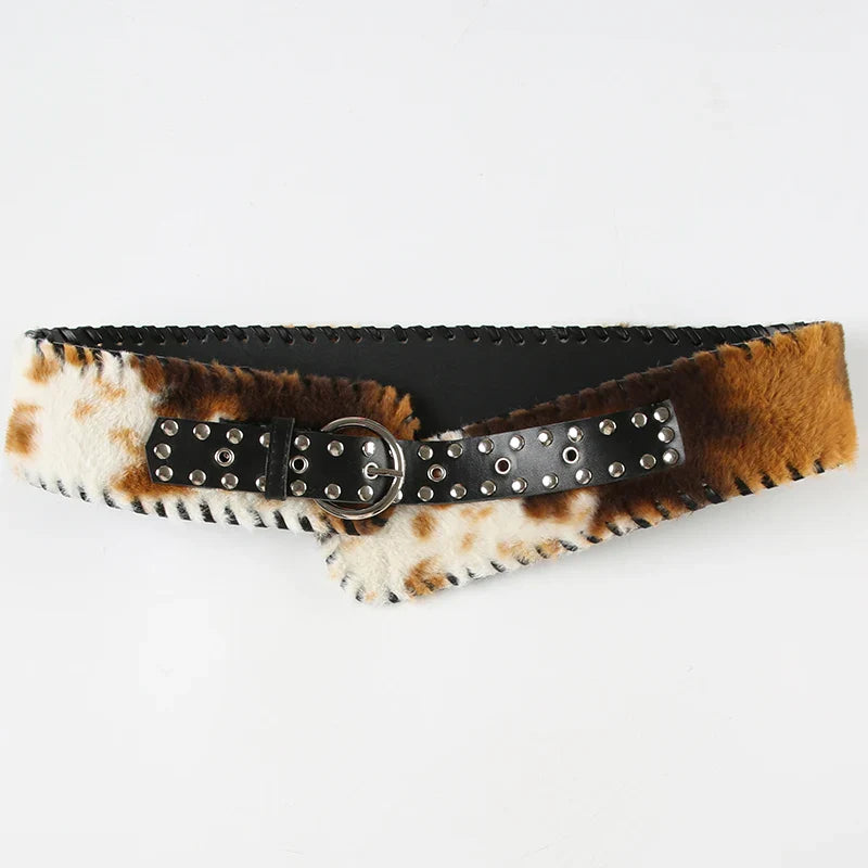 Cow Leather Fur Belt