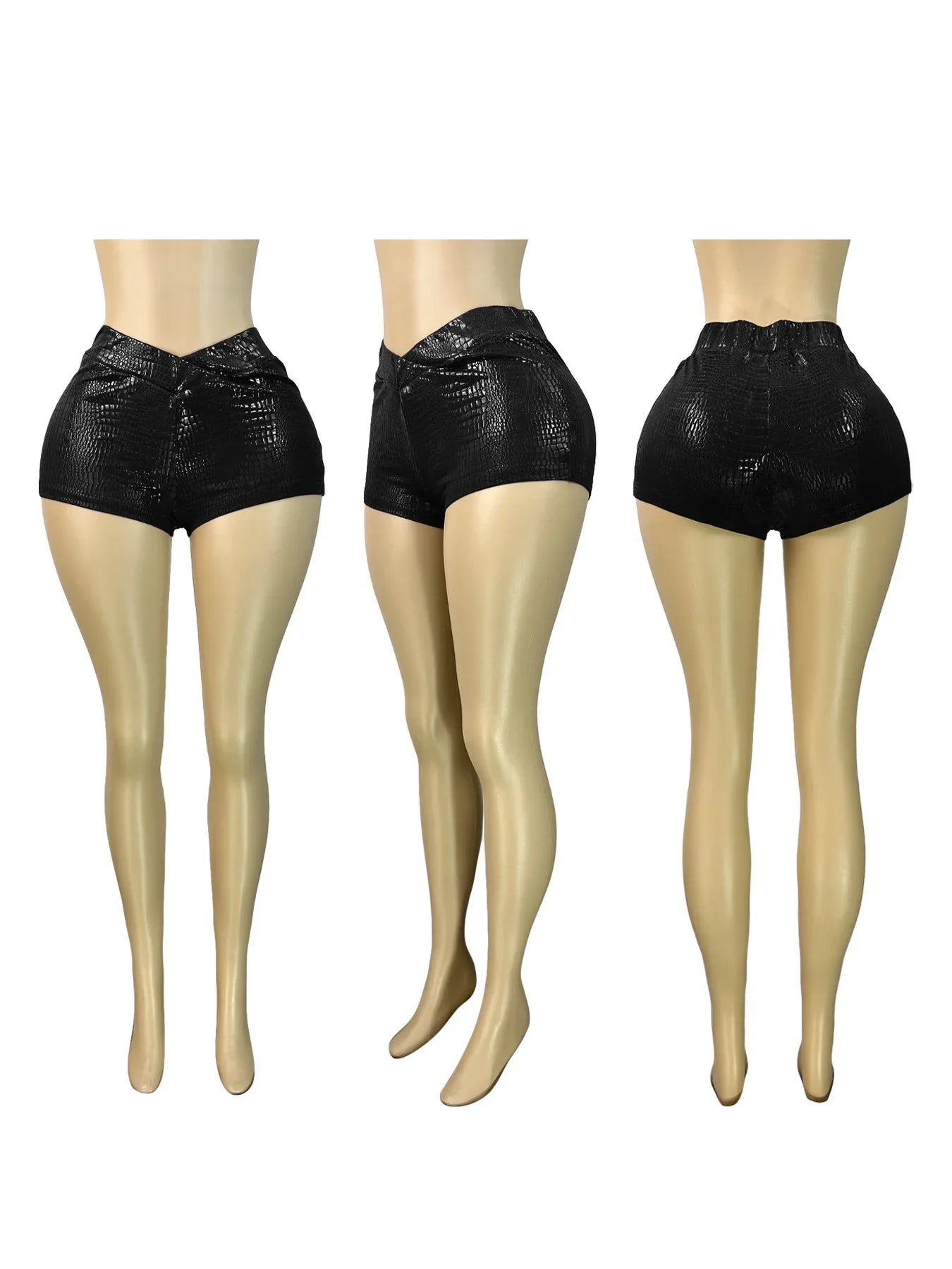 Leather Capri Pants Set Black Shorts