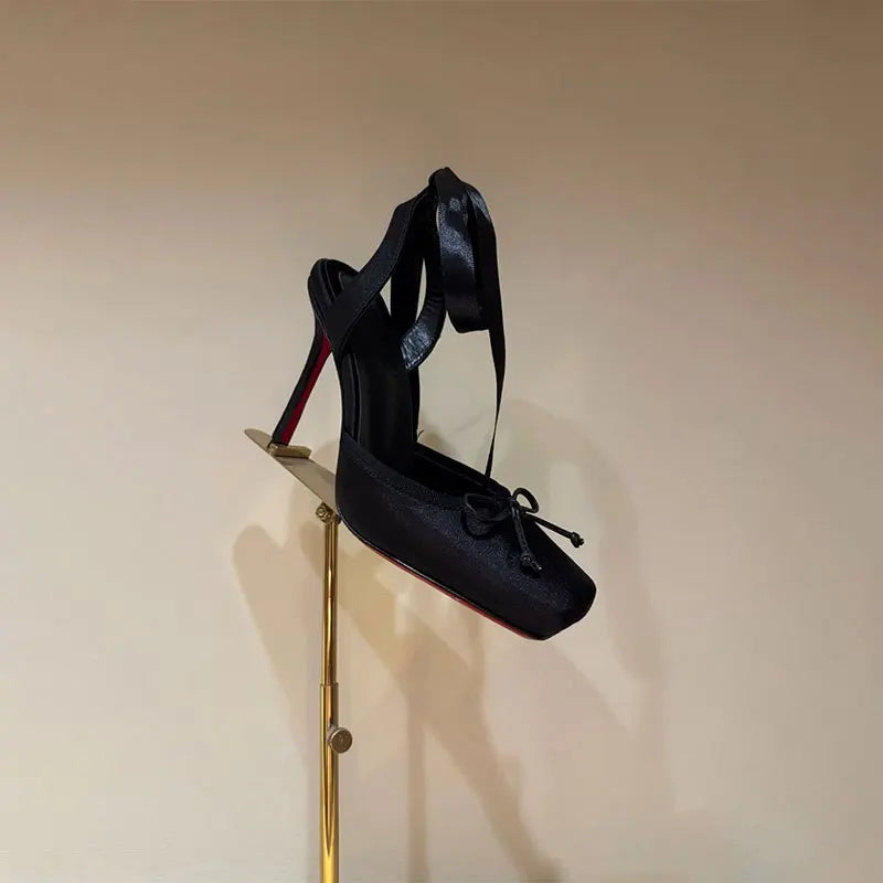 Satin Bow Ballet High Heels