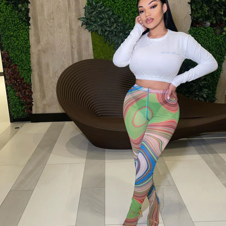 Skinny Hypnotise Mesh Leggings Green