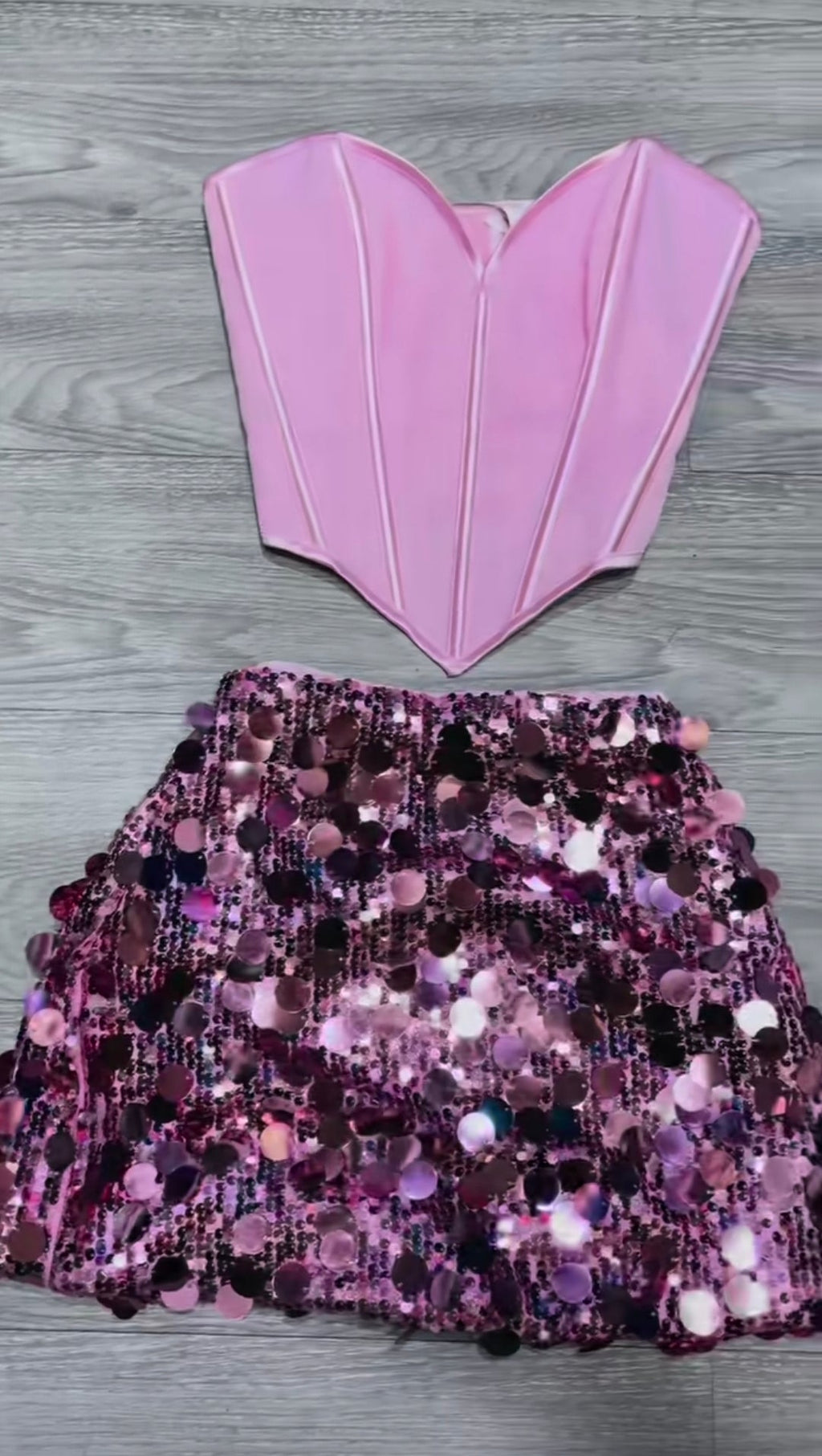 Corset Sequin Skirt Set