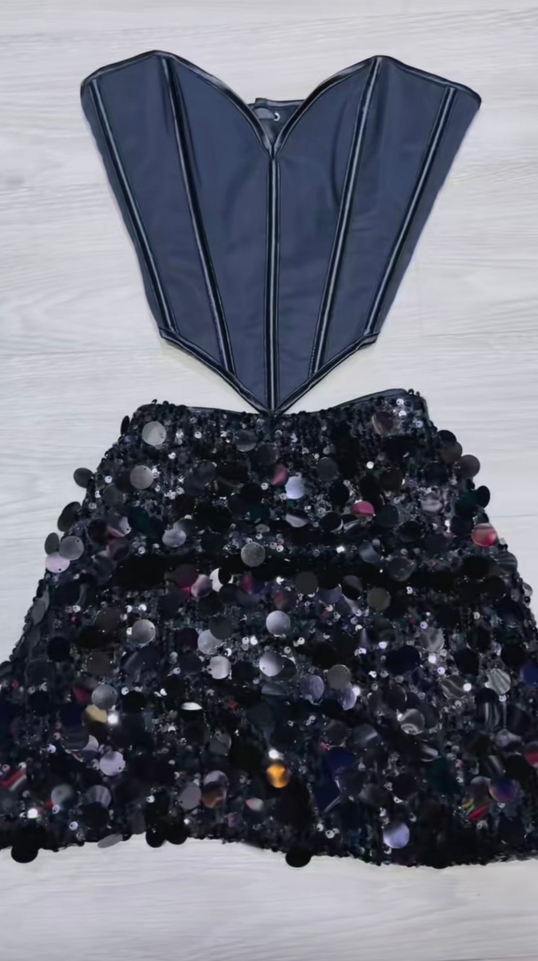 Corset Sequin Skirt Set