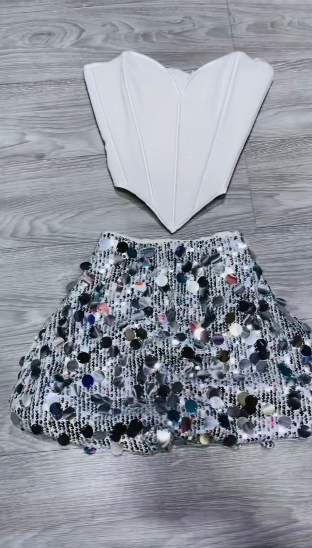 Corset Sequin Skirt Set