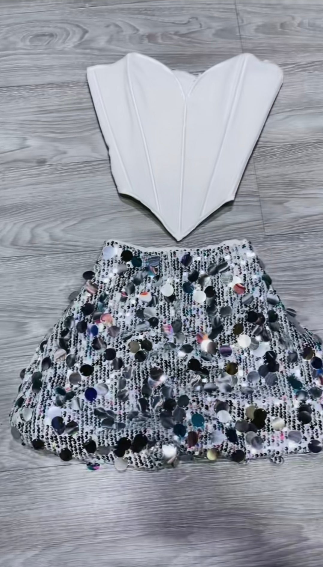 Corset Sequin Skirt Set