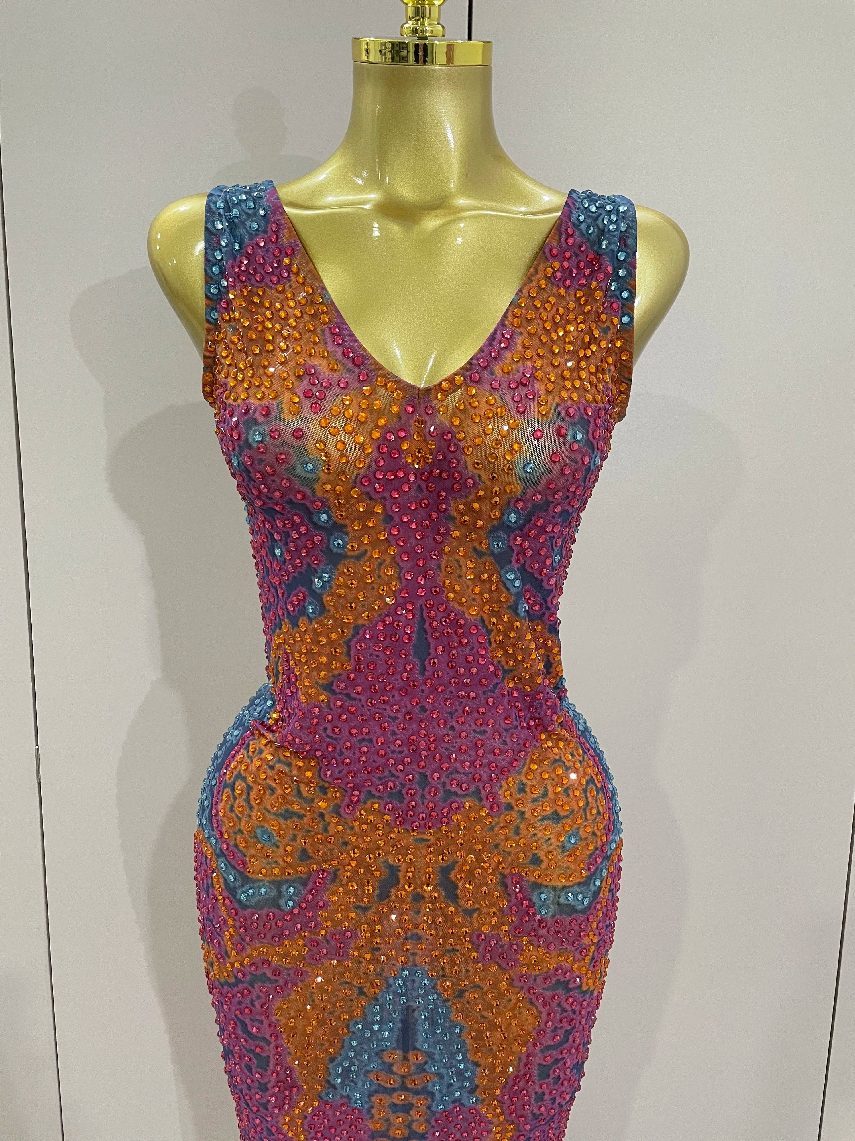 Lexa Rhinestone Mesh Dress