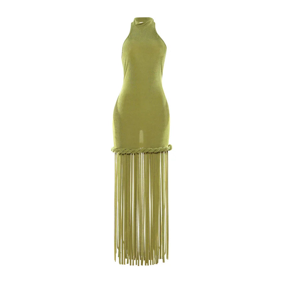 Aria Tassel Backless Maxi Dress