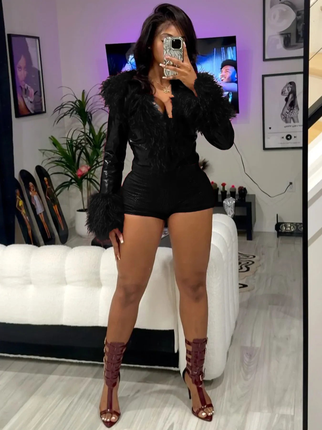 Leather Capri Pants Set