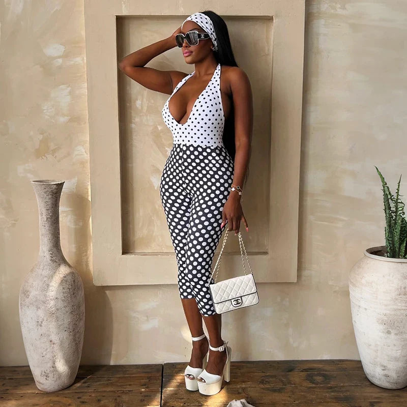 Polka Dot Halter Jumpsuit