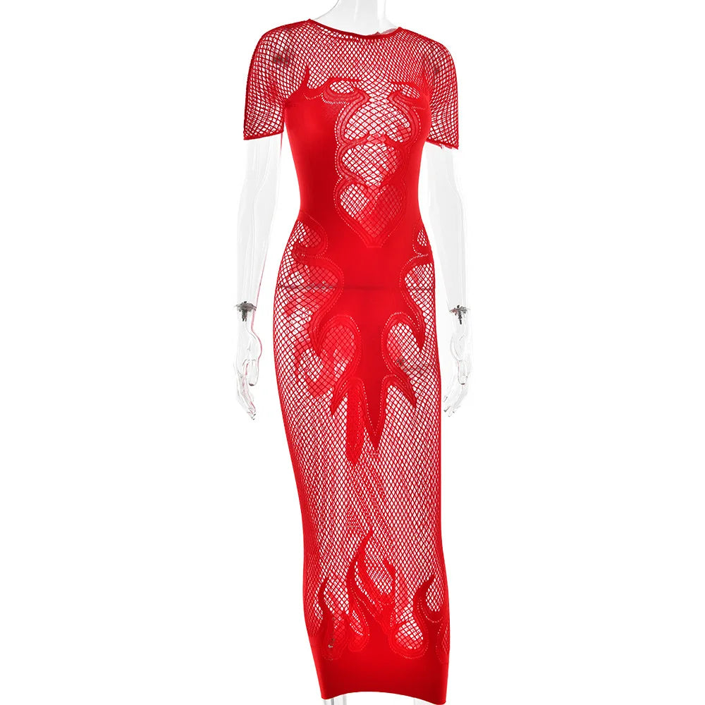 Flaming Hot Mesh Dress