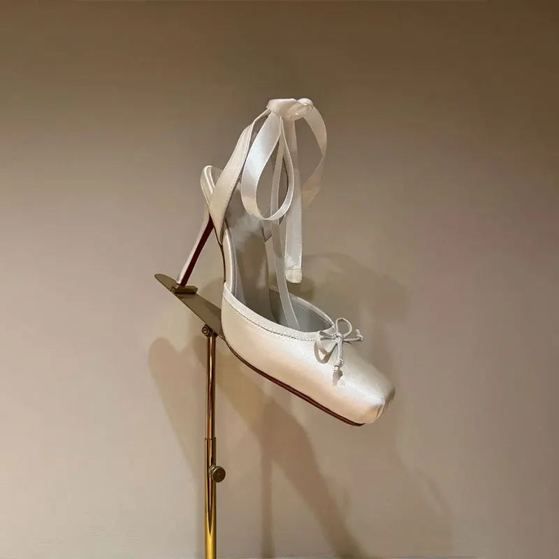 Satin Bow Ballet High Heels