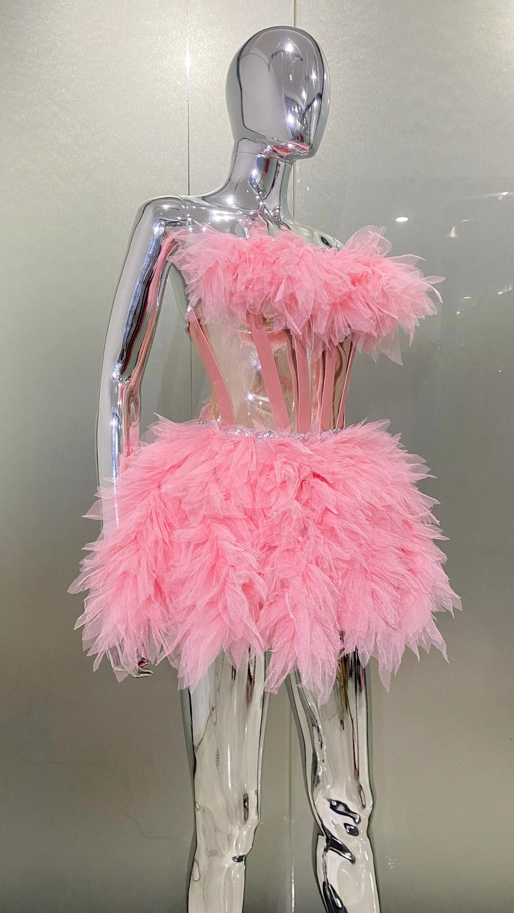 Pink Ruffles 2pcs Mini Dress