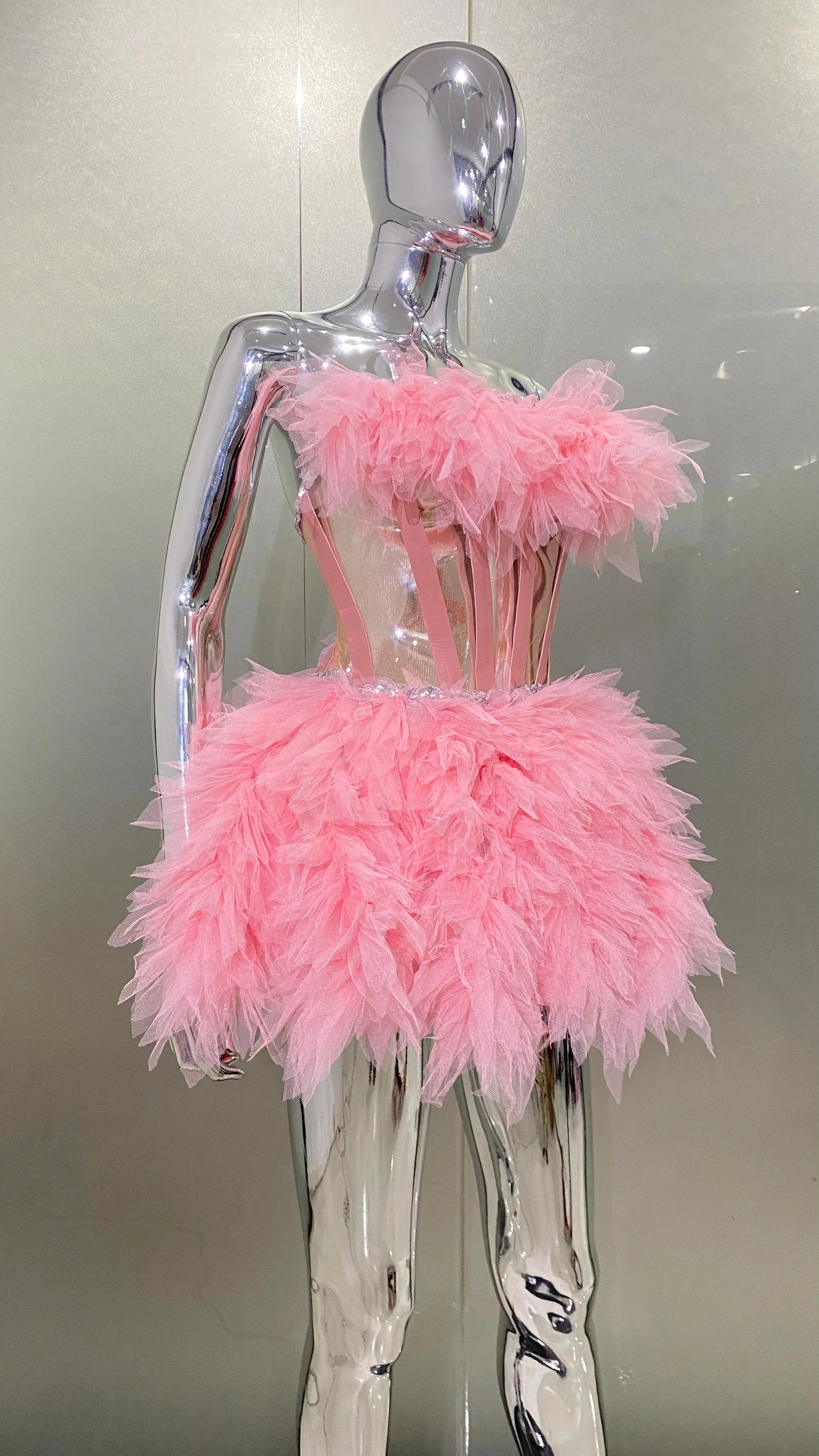 Pink Ruffles 2pcs Mini Dress