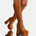 Buckle Up Platform Boots Brown