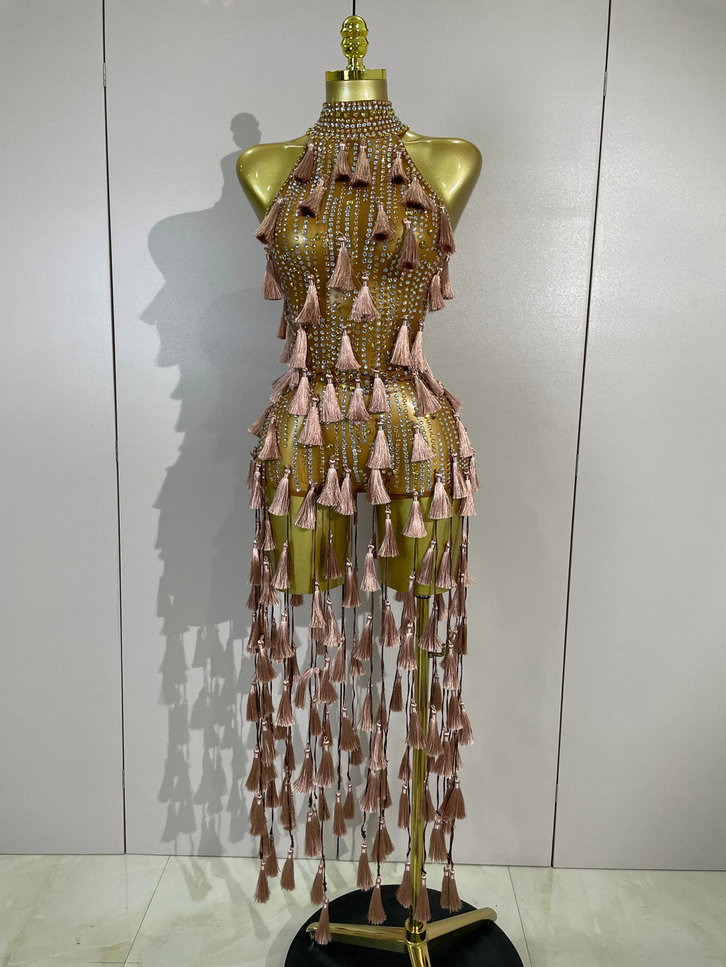 Siena Mesh Bodysuit Tassel Dress