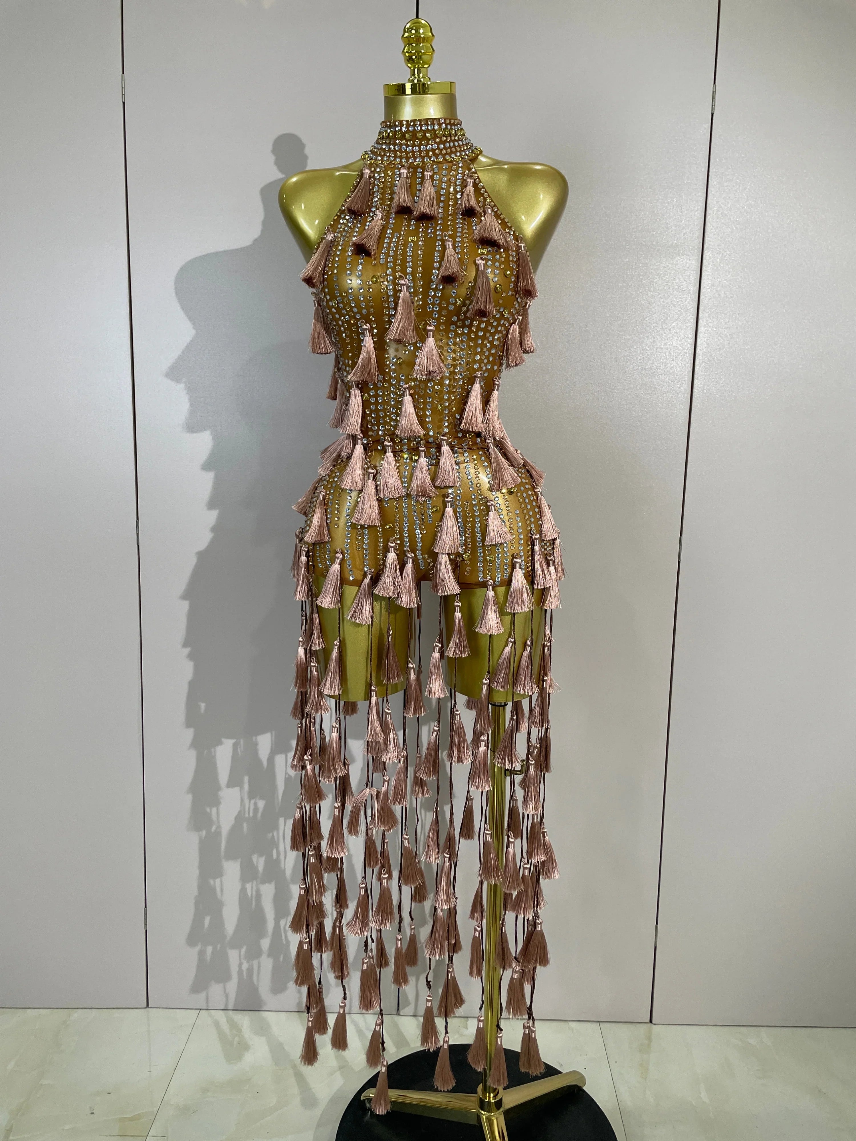 Siena Mesh Bodysuit Tassel Dress