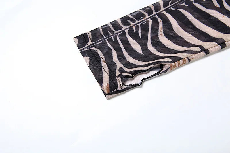 Zebra Print Mesh Jumpsuit