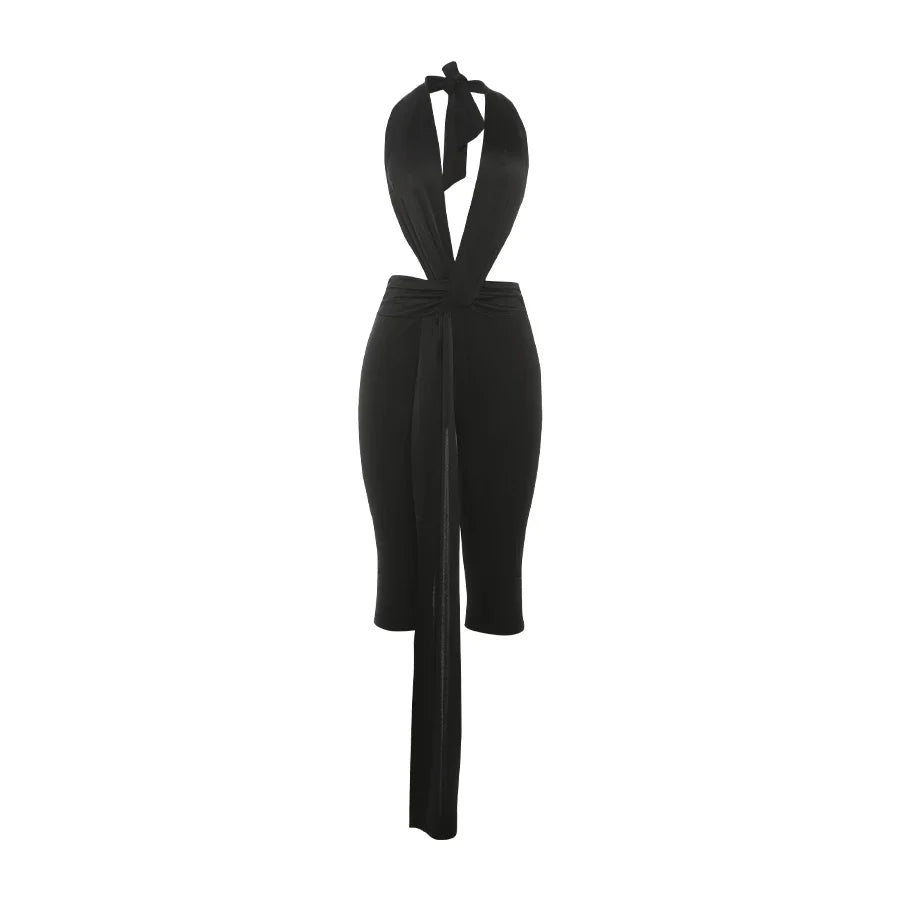Ribbon Backless Romper