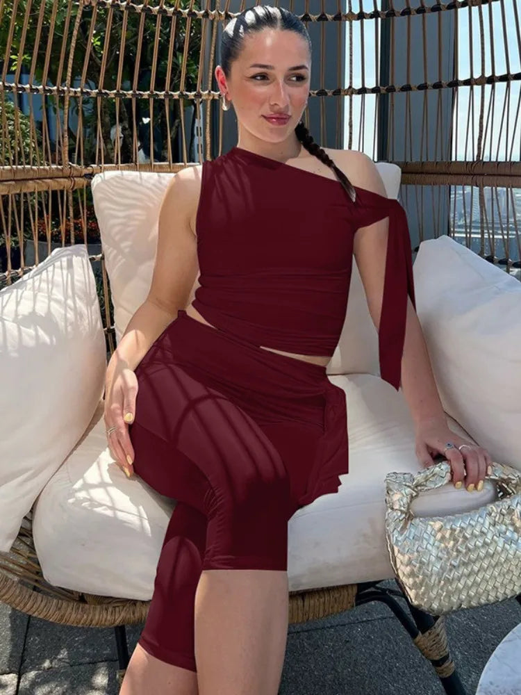 Hanie Short Set Wine Red