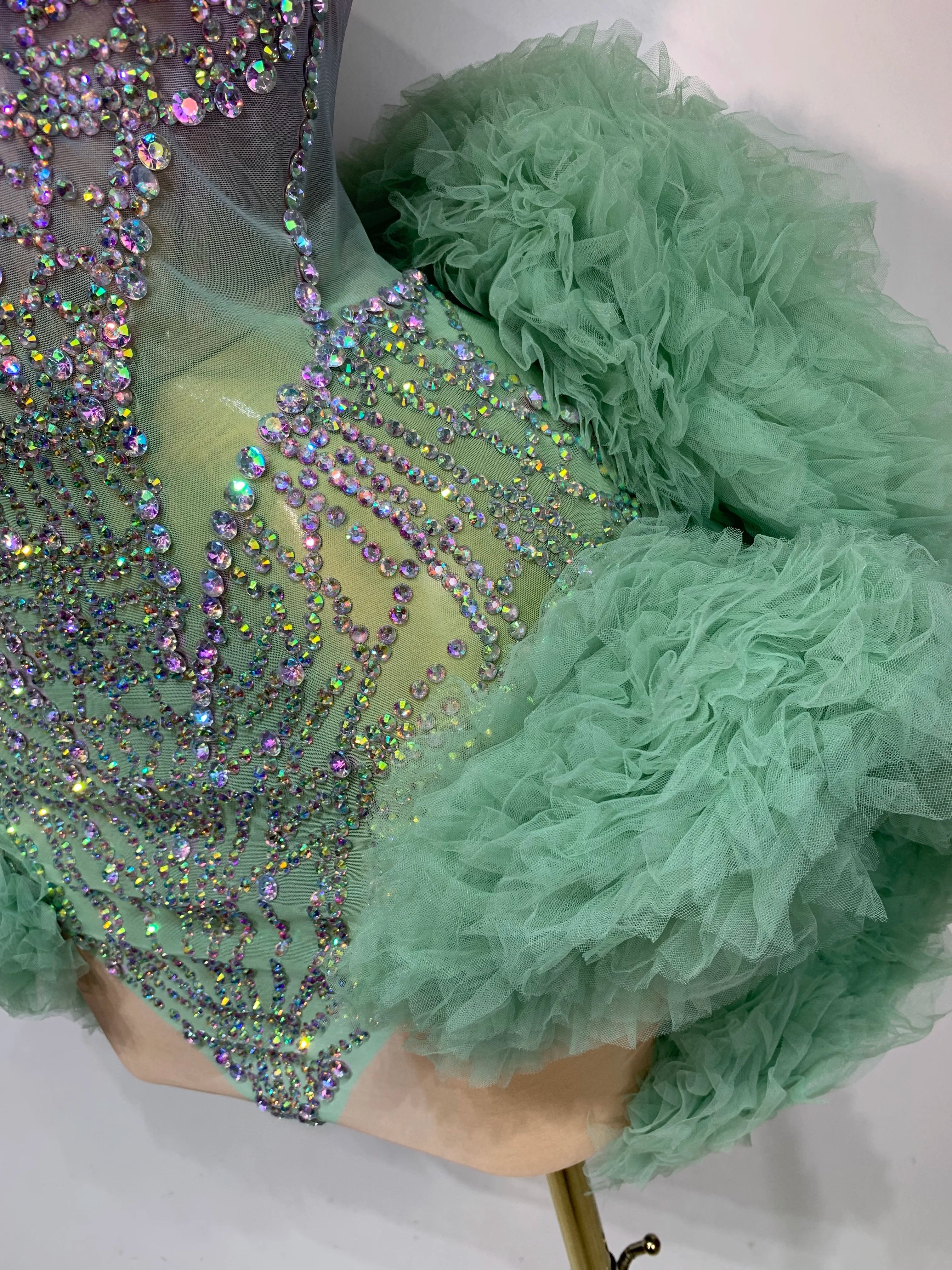 Green Luxe Mesh Dress