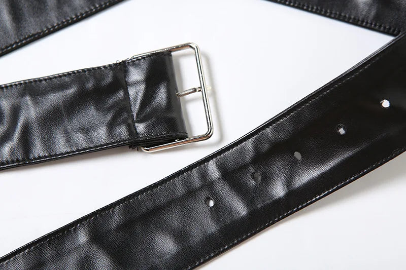Black Leather Short Set