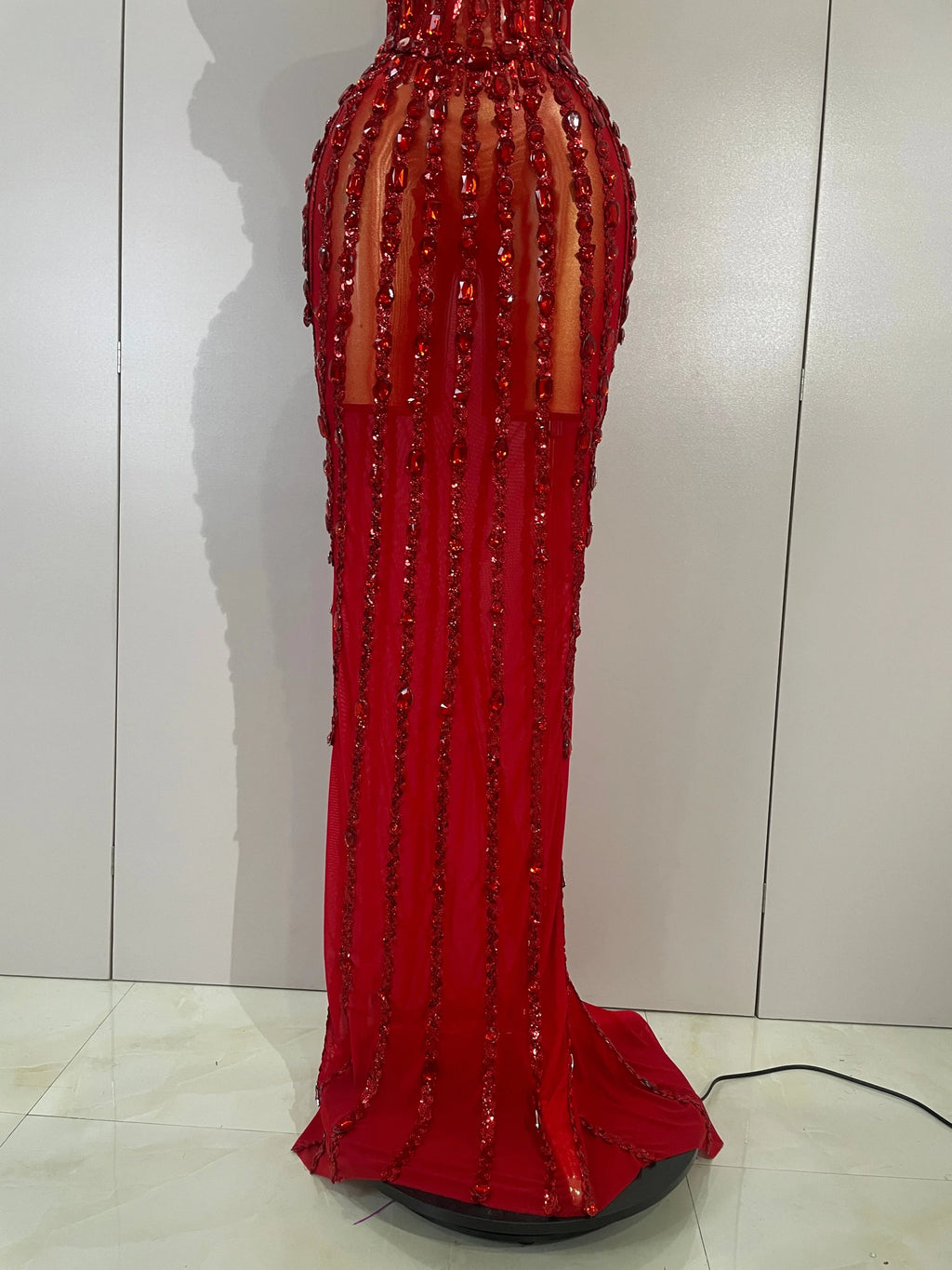 Red Fairy Mesh Maxi Dress