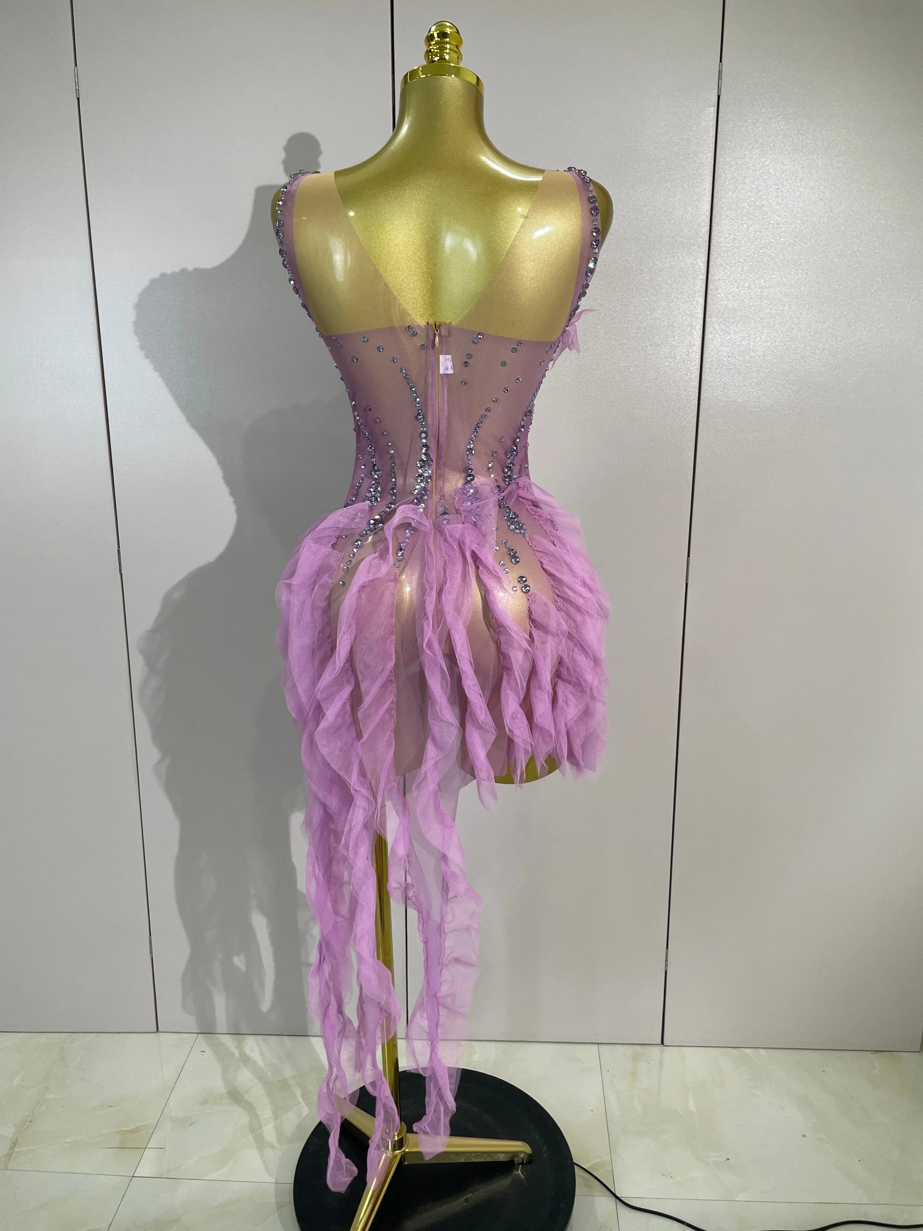 Leila Mesh Ruffled Mini Dress