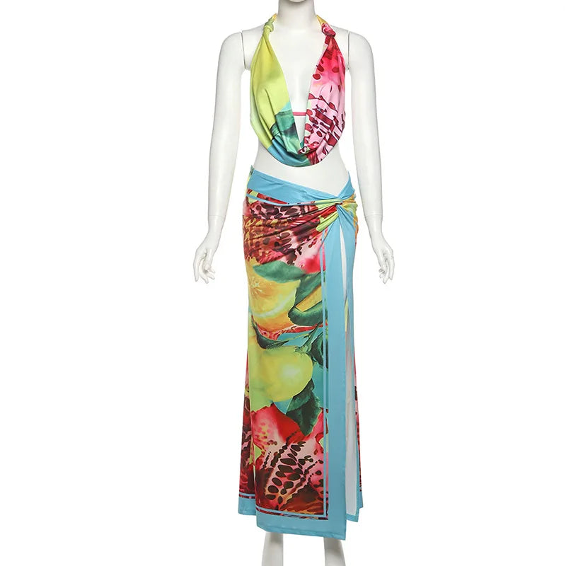Emelia High Slit Skirt Set