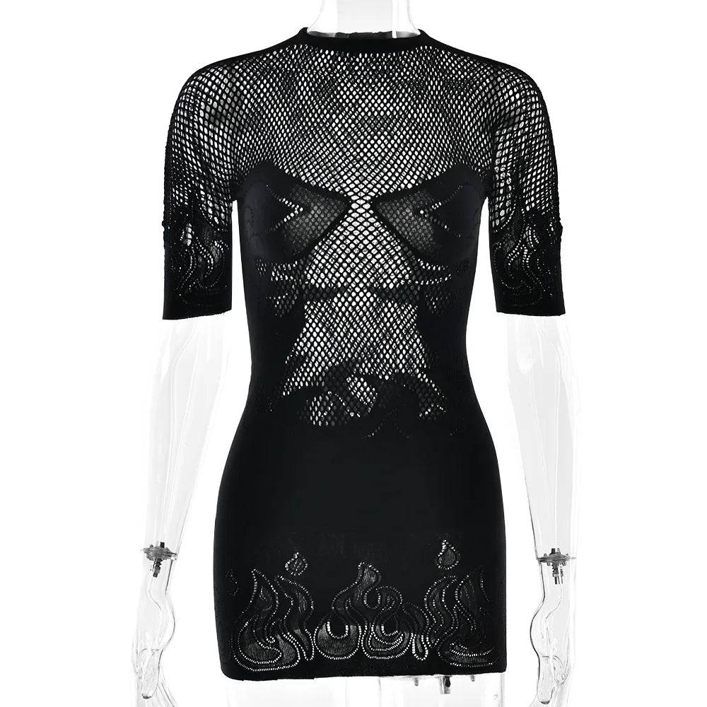 Flaming Hot Mesh Mini Dress