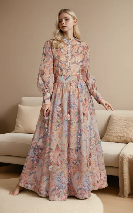 Vintage Floral Skirt Set Long Skirt suit