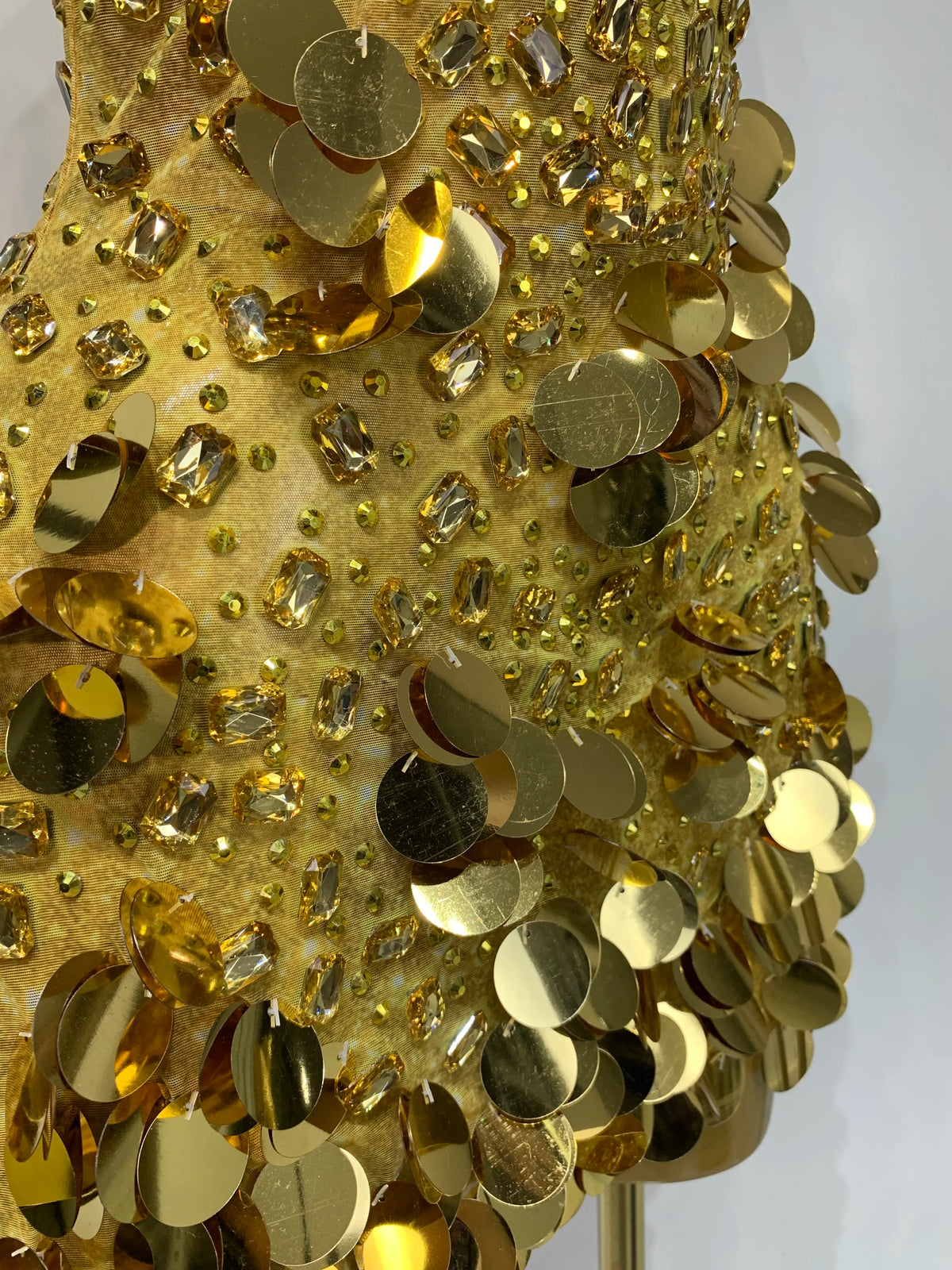 Gold Rhinestone Sequins Mini Dress